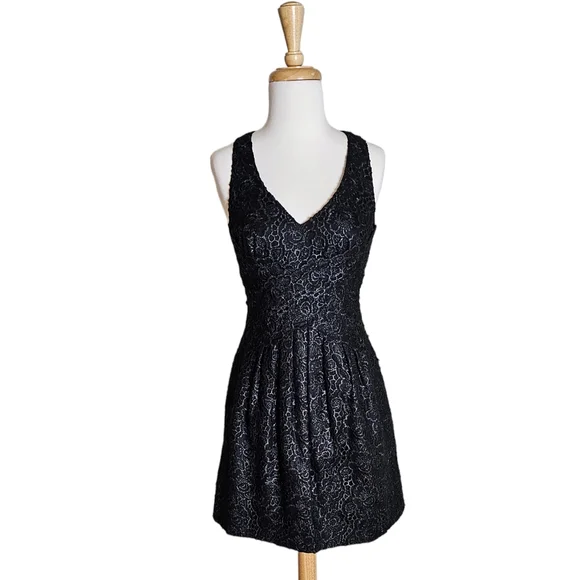 Anthro Leifsdottir Lingonberry Black Floral Lace Dress Size 2 - Picture 4 of 14